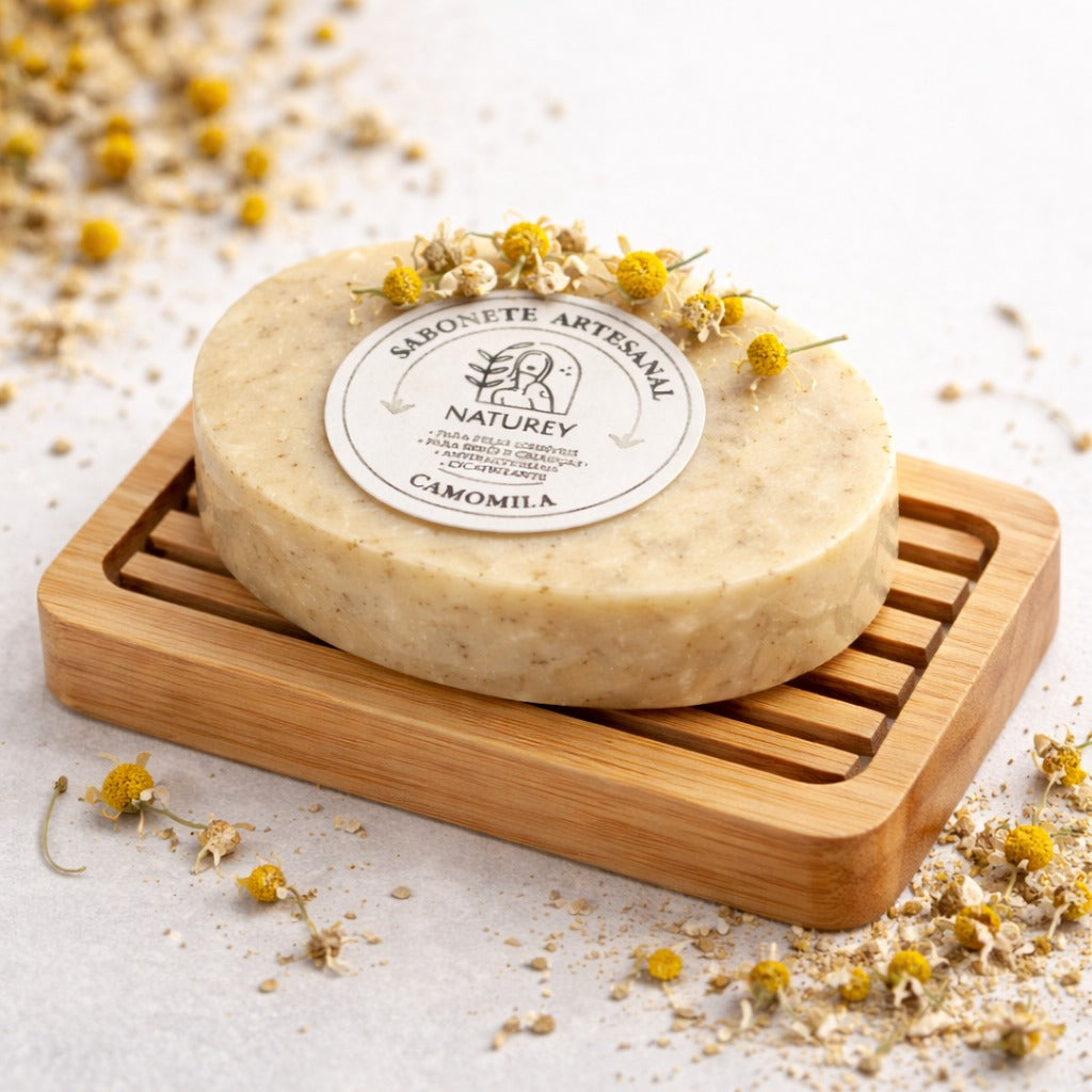  Sabonete Artesanal Naturey de Camomila para peles sensíveis e irritadas. Ideal para crianças.